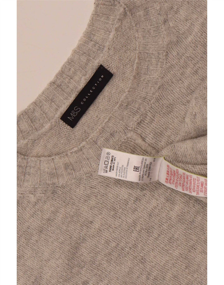 Marks & Spencer Pull surdimensionné à col rond pour femme UK 16 Large Gris