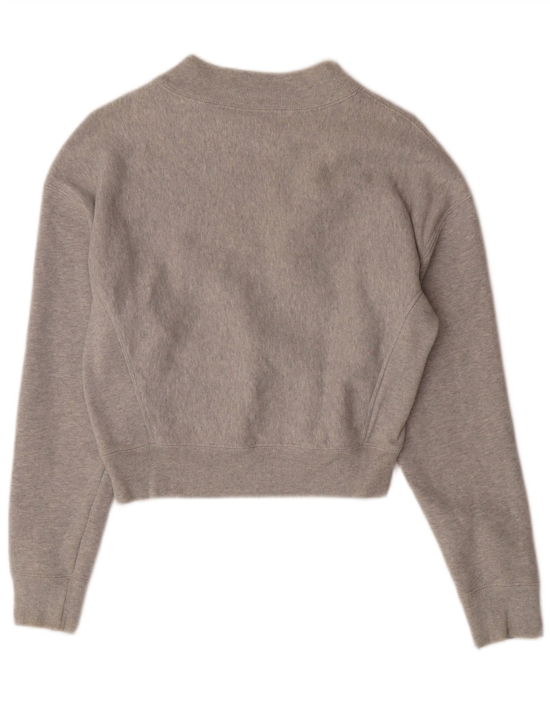 Champion Reverse Weave Crop Sweatshirt Jumper UK 6 XS Gris Coton