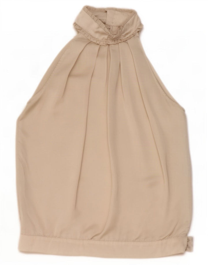 Zara Femme Haut Licou UK 44 Polyester Beige Moyen