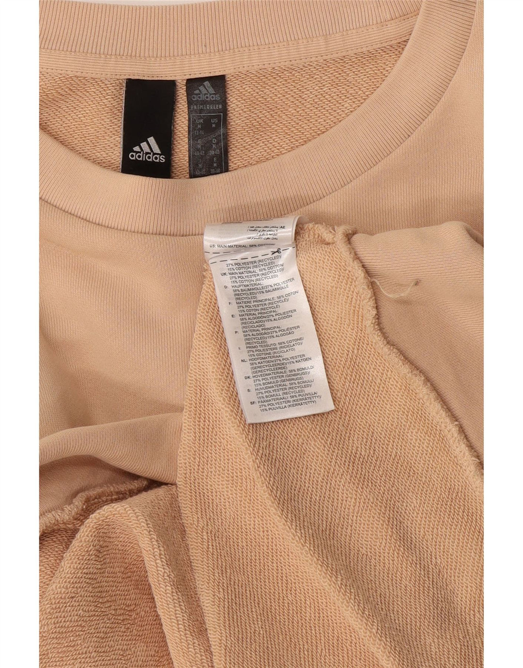 Adidas Sweat-shirt surdimensionné graphique pour femme UK 12/14 Beige moyen