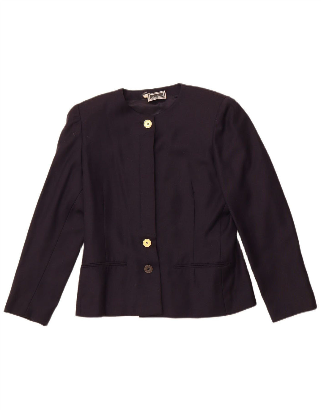 Luisa Spagnoli Veste Blazer 3 Boutons Femme IT 42 Laine Bleu Marine Moyen