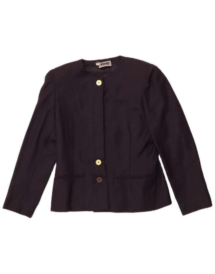 Luisa Spagnoli Veste Blazer 3 Boutons Femme IT 42 Laine Bleu Marine Moyen