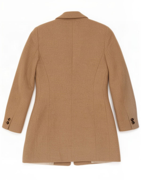 Zara Veste blazer longue à 1 bouton pour femme UK 10 Petite laine beige