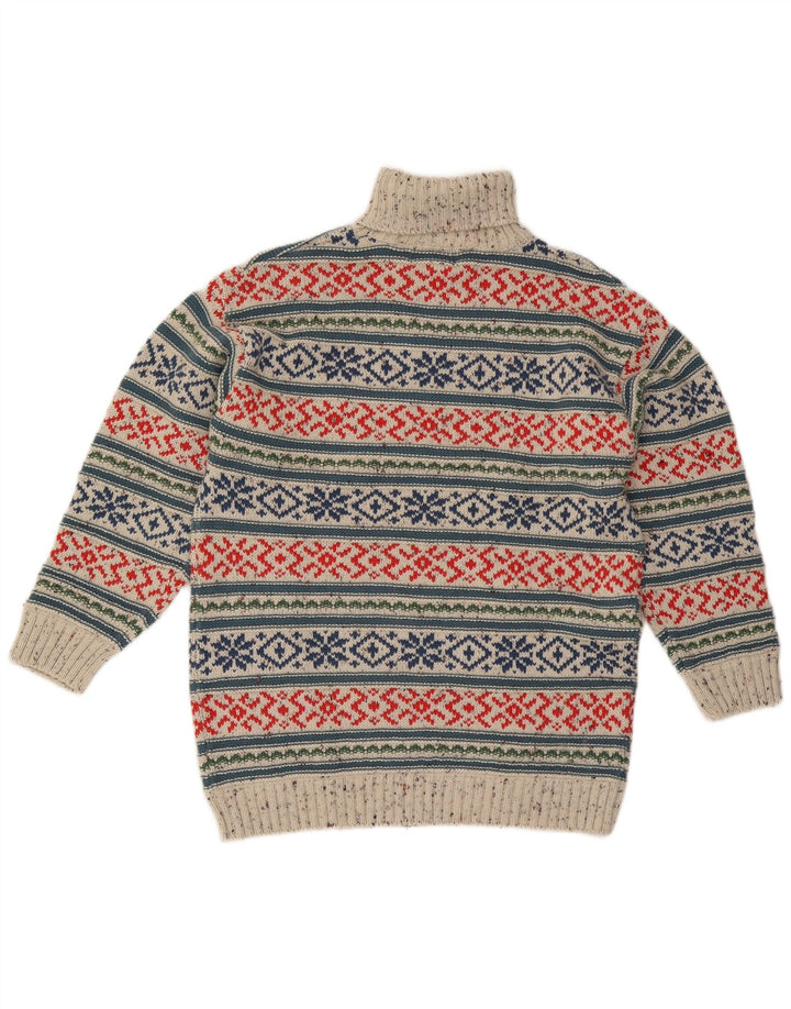 Trend Pull Col Roulé Homme Gris Moyen Fair Isle Acrylique