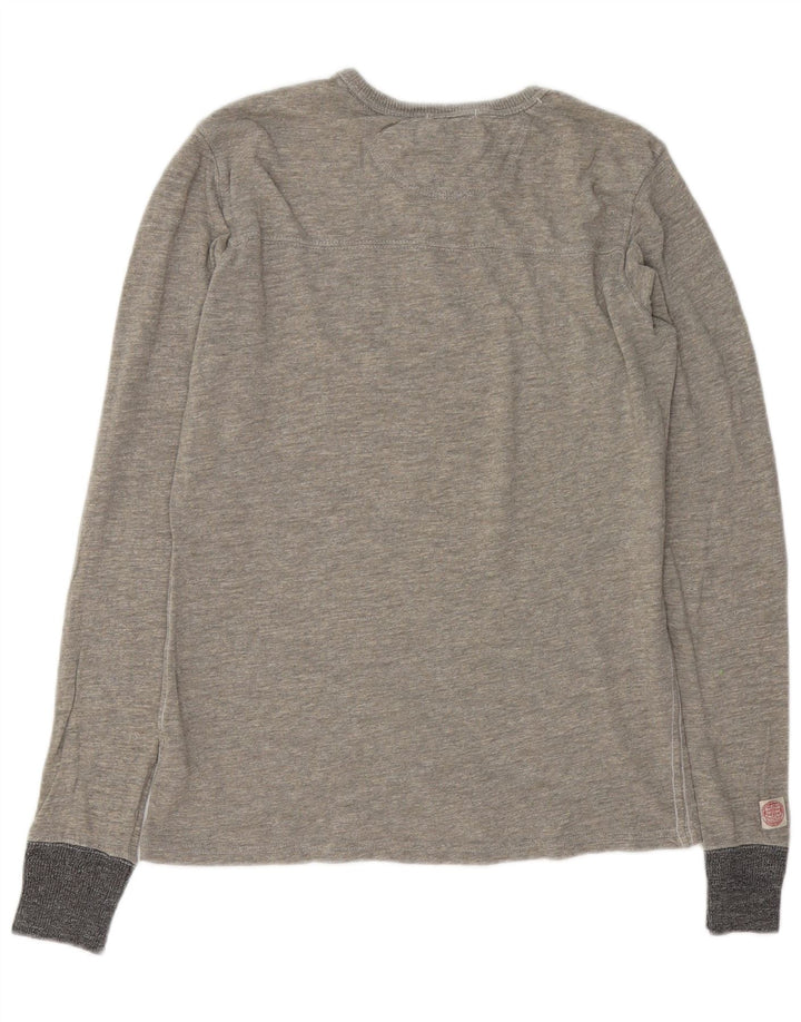 SUPERDRY Haut graphique à manches longues pour homme en coton moucheté gris moyen