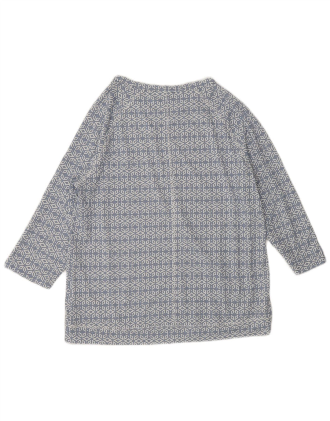 MARKS & SPENCER Haut Femme Manches 3/4 UK 12 Bleu Moyen Géométrique