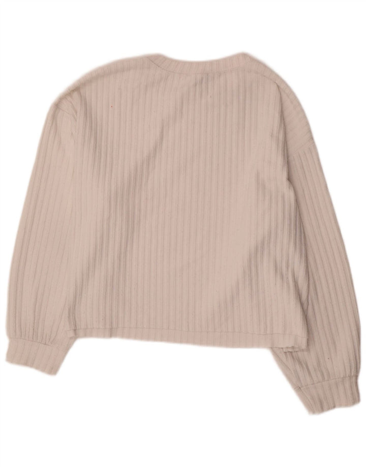 Zara Femme Trafaluc Haut Oversize Manches Longues UK 16 Grand Blanc Polyester