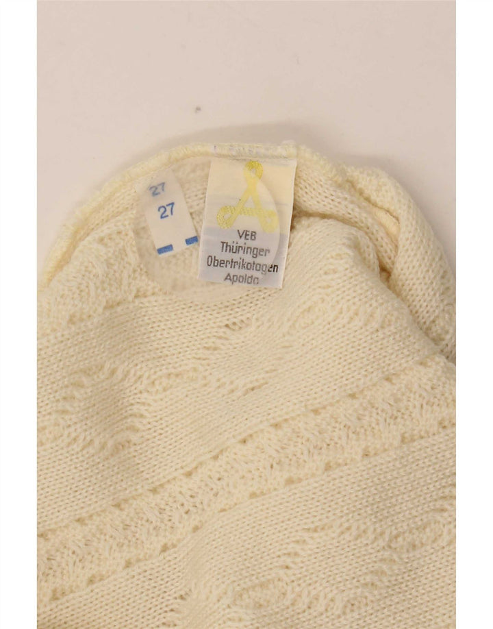 vintage Mens Crew Neck Jumper Pull Petit Beige