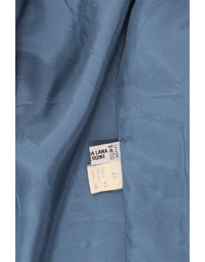 VINTAGE Womens 2 Button Blazer Jacket IT 43 Medium Blue Check Virgin Wool Vintage Vintage and Second-Hand Vintage from Messina Hembry 