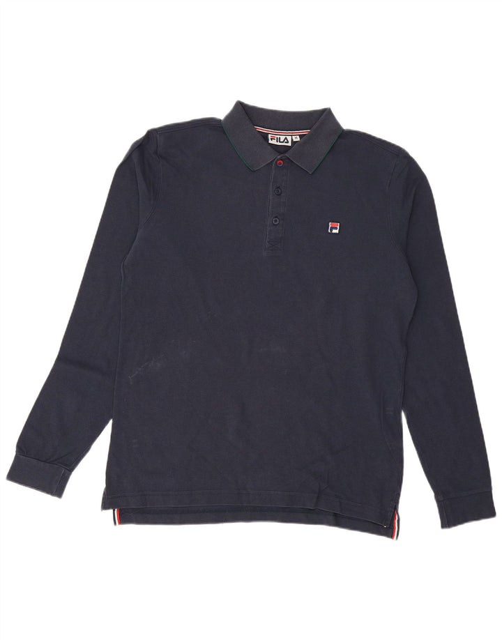 FILA Polo à Manches Longues Homme Bleu Marine Moyen Coton