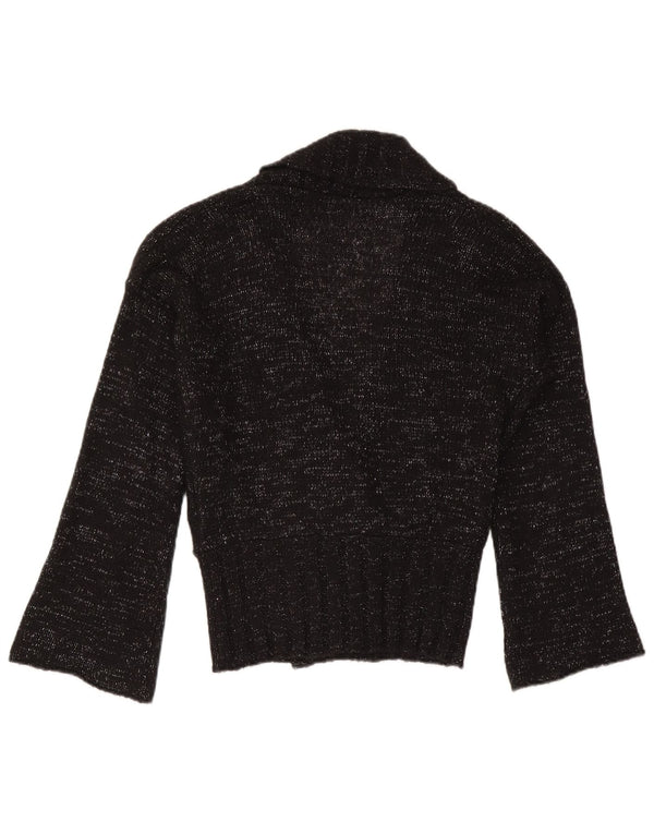 Sisley Femme Cardigan Pull UK 44 Moyen Noir Moucheté