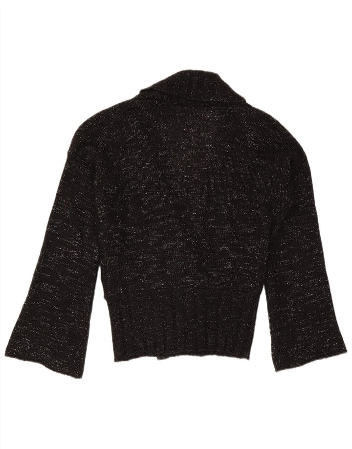 Sisley Femme Cardigan Pull UK 44 Moyen Noir Moucheté