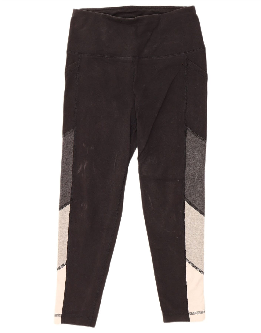 REEBOK Leggings Femme UK 10 Petit Noir Colorblock Coton