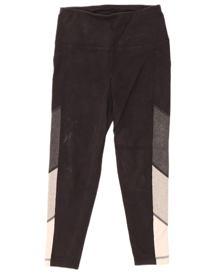 REEBOK Leggings Femme UK 10 Petit Noir Colorblock Coton