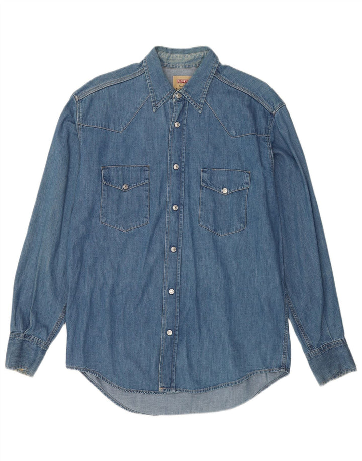 Sisley Chemise En Jean Bleu Moyen Coton