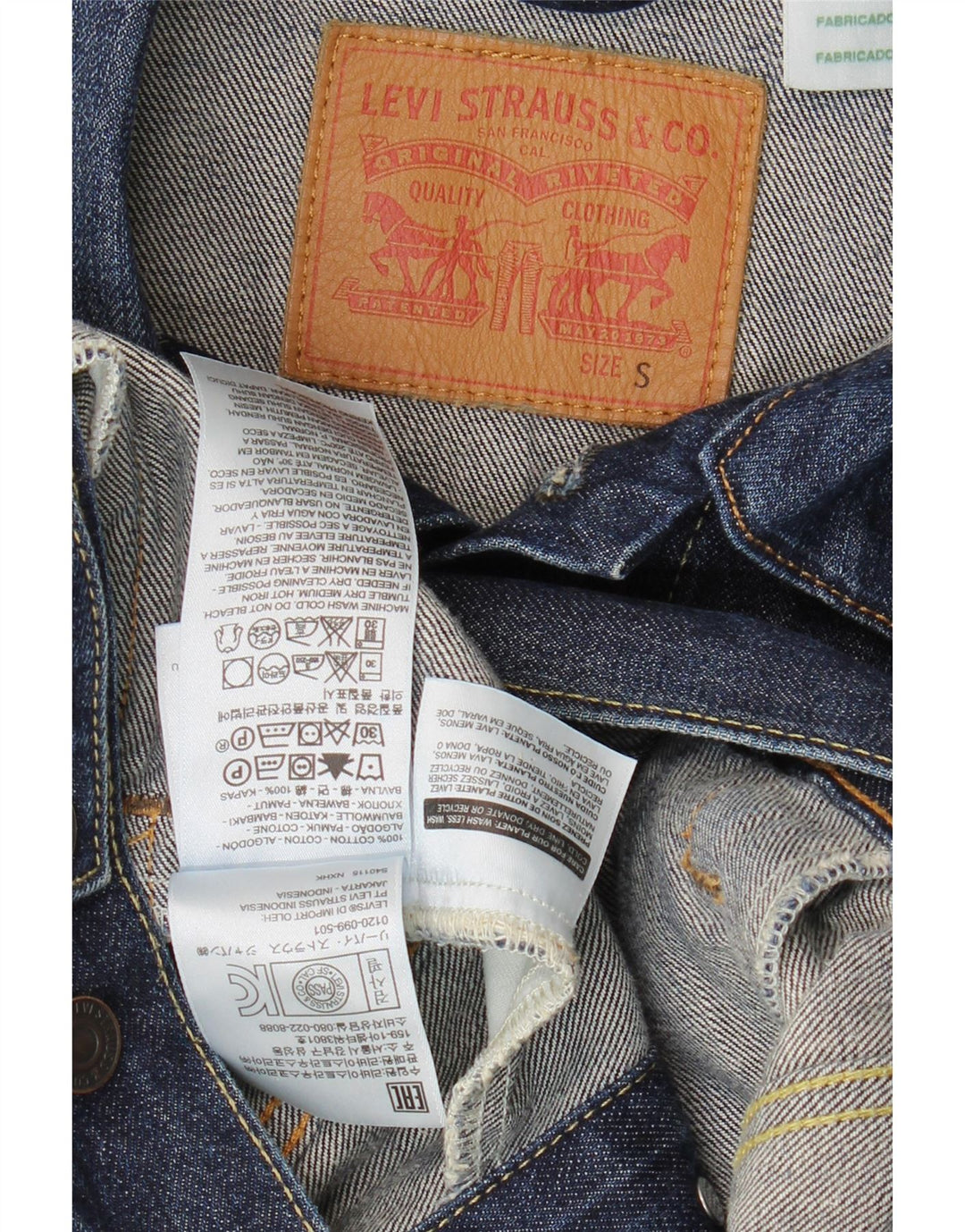 Levi's Veste en jean pour homme UK 36 Small Bleu marine Coton