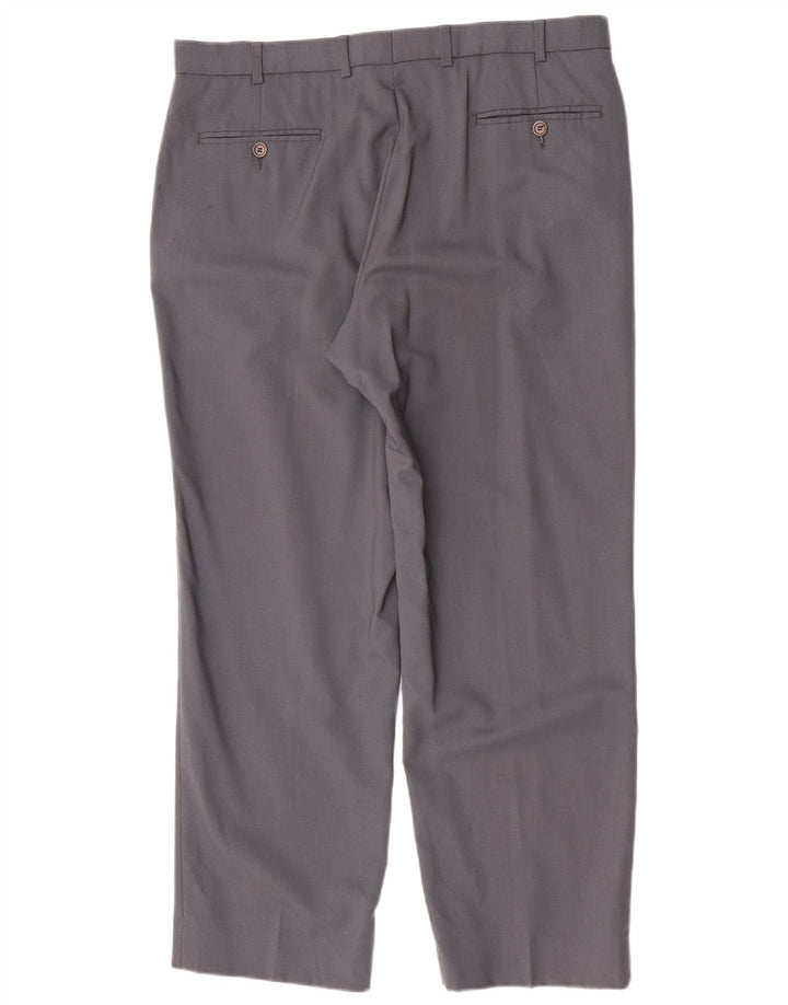 Marks & Spencer Pantalon de Costume Droit Homme W36 L29 Gris Laine Vierge
