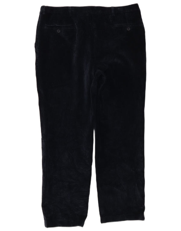 BIANCHI Mens Straight Corduroy Trousers IT 52 XL W34 L27 Navy Blue Cotton