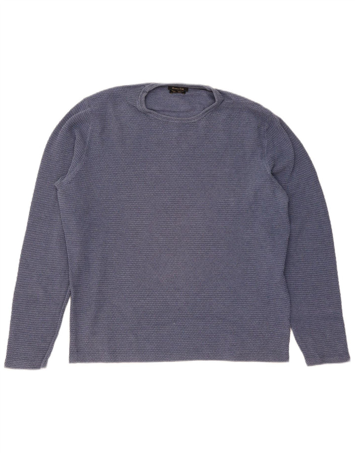 Massimo Dutti Pull à col rond pour homme en coton bleu Taille L