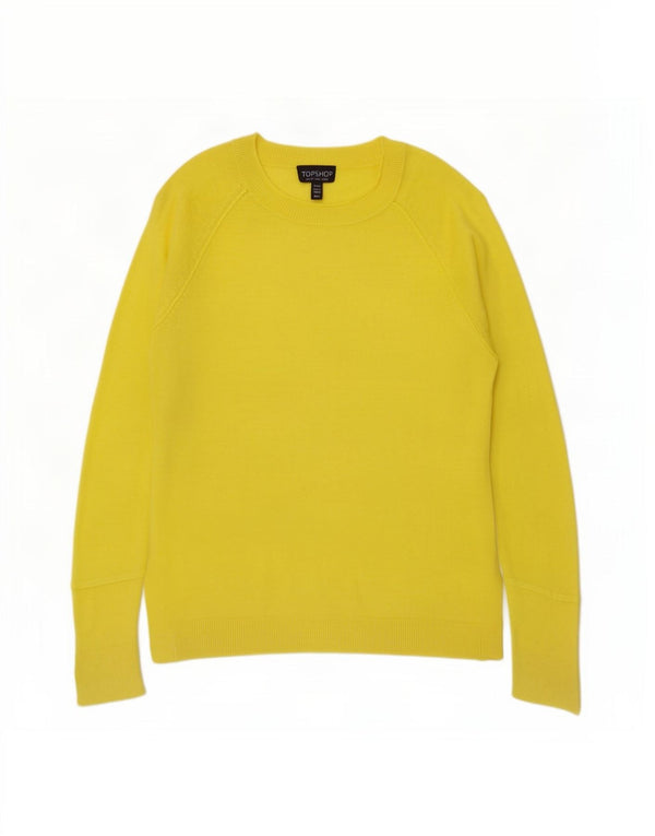 Topshop Pull surdimensionné à col rond pour femme UK 8 Small Jaune Viscose