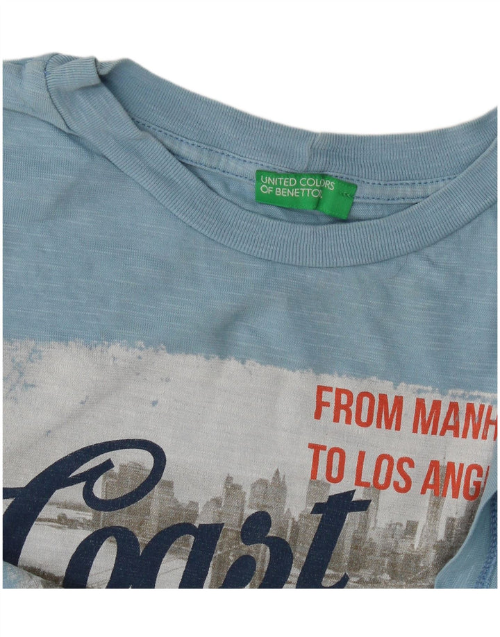 Benetton T-Shirt Graphique Femme UK 14 Bleu Moyen