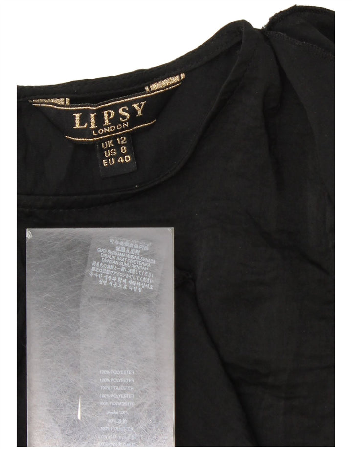 Lipsy Femme Haut Chemisier à Manches Longues UK 12 Medium Noir Polyester