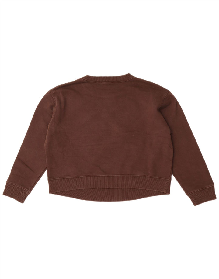 Zara Womens Crop Graphic Sweat-shirt surdimensionné UK 10 Petit Marron