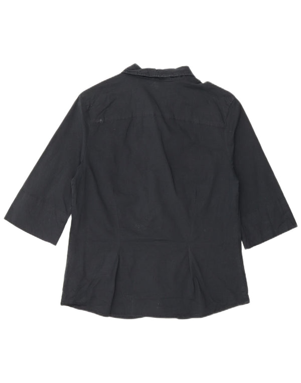 Levi's Chemise à Manches 3/4 Femme UK 14 Large Noir Coton