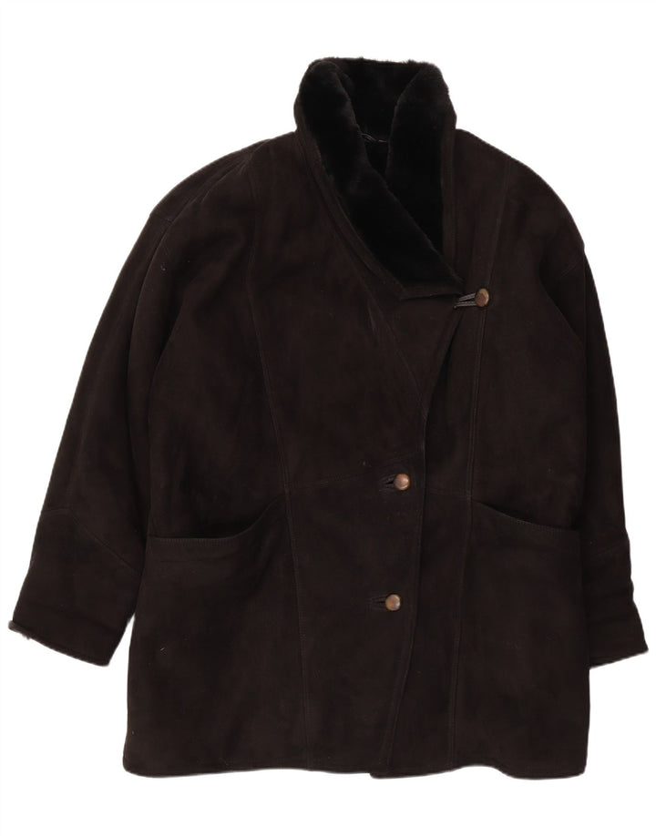 Piccini Manteau en peau de mouton coupe ample pour femme IT 42 en peau de mouton noir moyen