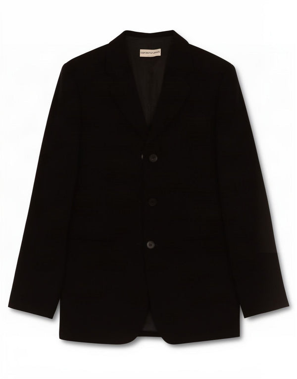 Emporio Armani Womens 3 Button Blazer Jacket IT 40 Small Black Polyester