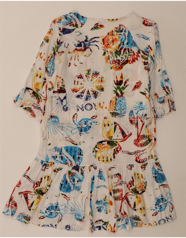 Desigual Robe trapèze graphique pour femme UK 10 Petit blanc imprimé animal en viscose