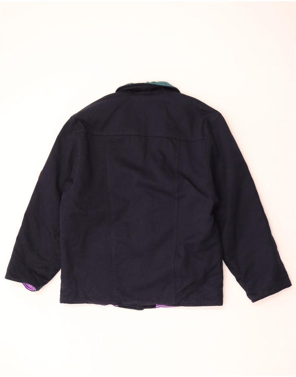 vintage Femme 2 Bouton Blazer Veste IT 44 Bleu Marine Moyen Colourblock