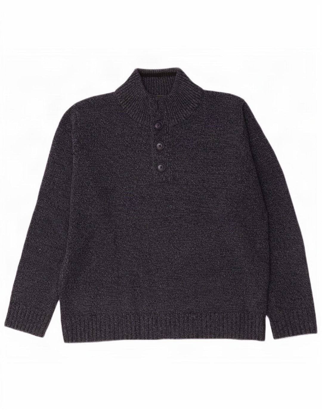 Marks & Spencer Pull à col boutonné pour homme Bleu marine moucheté