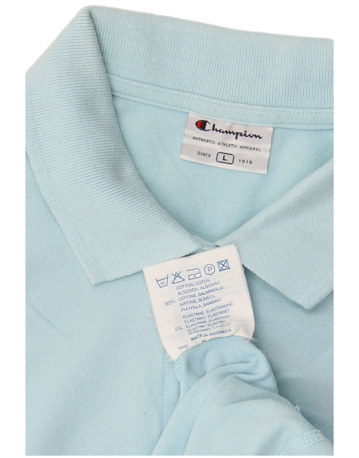 CHAMPION Polo Femme UK 14 Large Bleu Coton