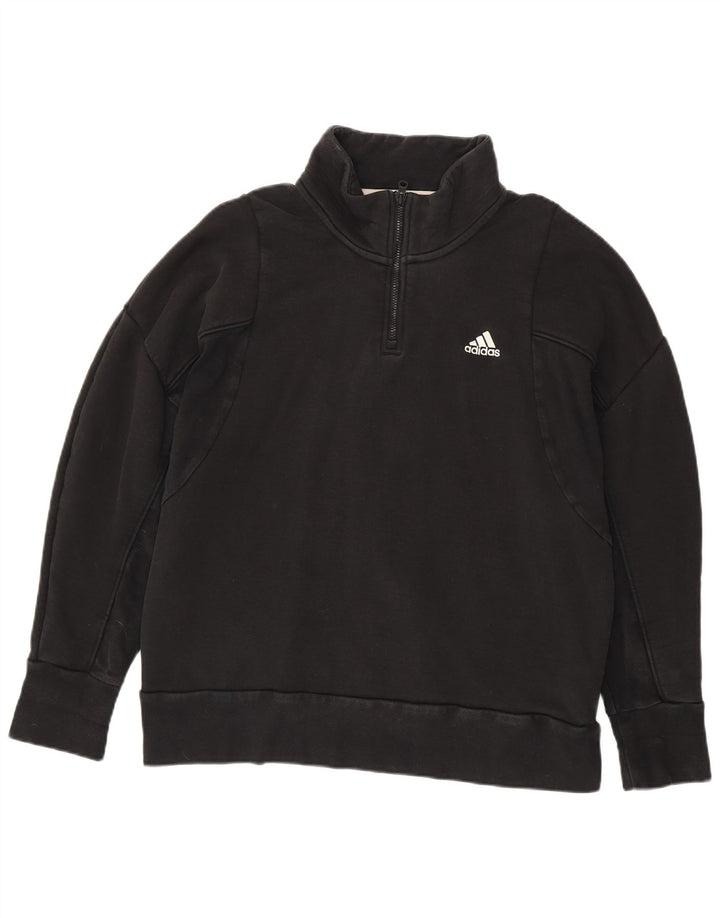 Adidas Sweat-shirt à col zippé pour homme Grand coton noir