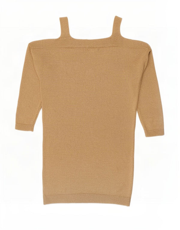 Massimo Dutti Robe pull à épaules dénudées pour femme UK 10 Petit Beige