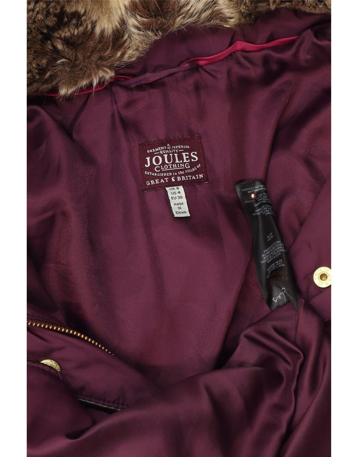 JOULES Manteau matelassé à capuche surdimensionné pour femme UK 8 Small Violet Polyester