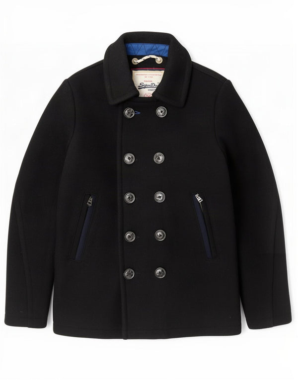 Superdry Caban Homme UK 40 Large Laine Noire