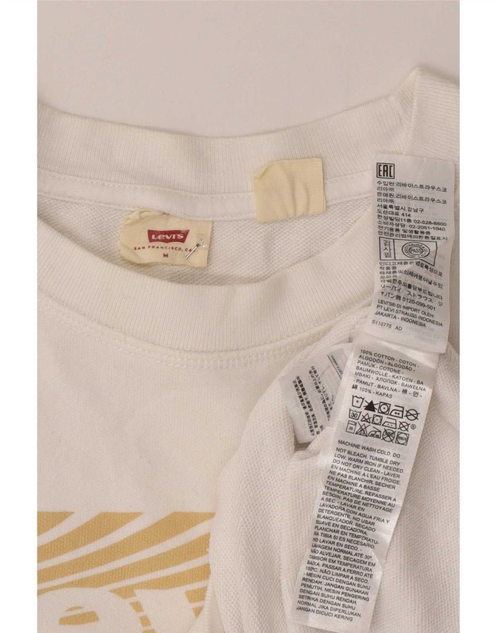 Levi's Sweat-Shirt Graphique Oversize Femme UK 14 Coton Blanc Moyen