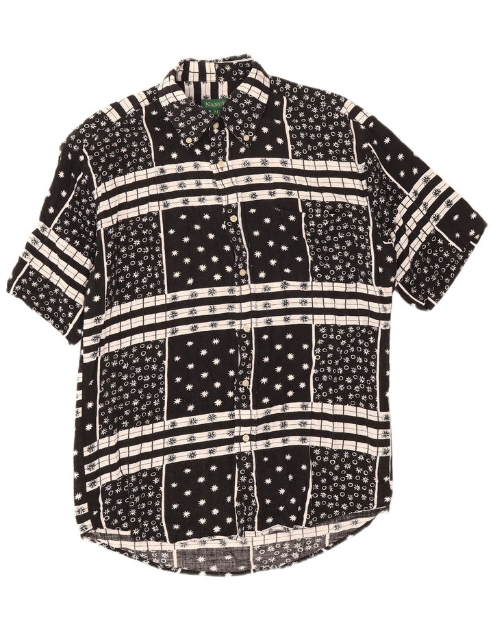 Nanuk Chemise à Manches Courtes Homme Noir Moyen Floral Viscose