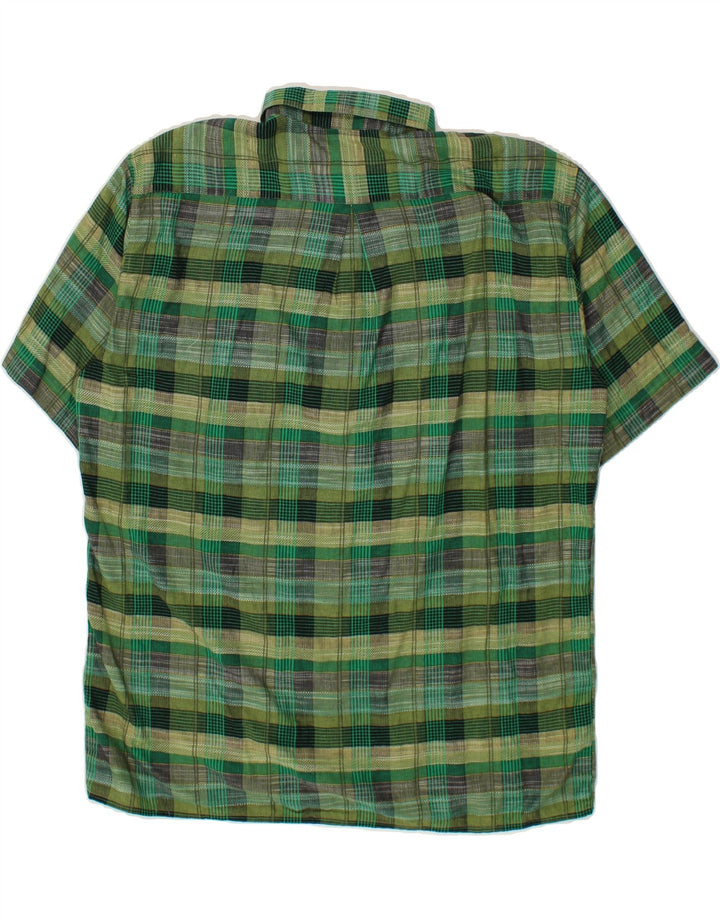 INGRAM Mens Short Sleeve Shirt XL Green Check Polyester Vintage Ingram and Second-Hand Ingram from Messina Hembry 