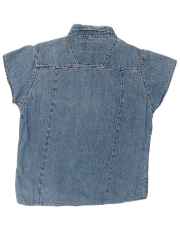 Mondial Chemise en jean à manches courtes pour femme UK 14 Large Bleu