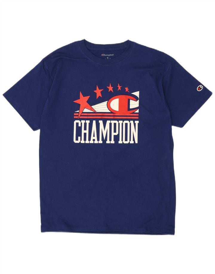 CHAMPION T-Shirt Graphique Homme Bleu Marine Moyen Coton