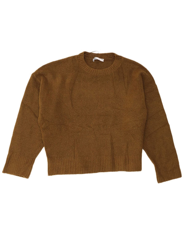 Zara Pull surdimensionné à col rond pour femme UK 16 Grand acrylique vert