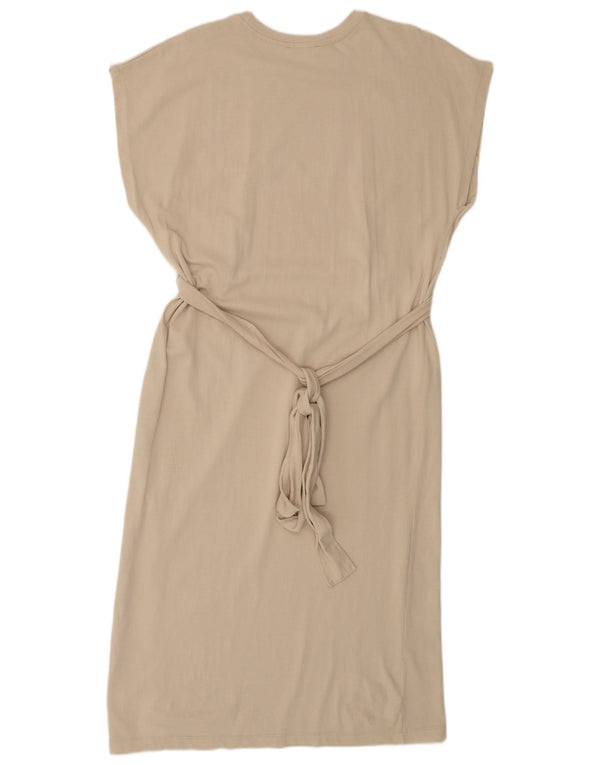 Zara Robe trapèze sans manches pour femme UK 16 Large Beige