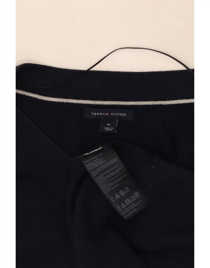 TOMMY HILFIGER Pull col en V pour femme UK 14 Bleu marine moyen Coton