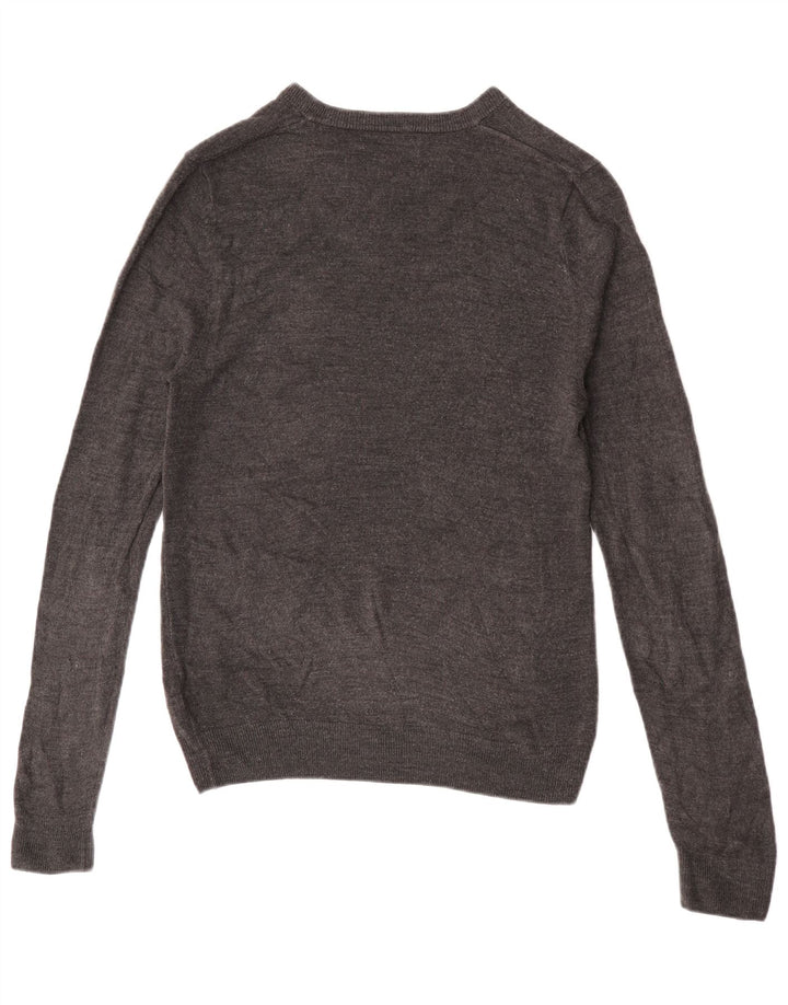 MARKS & SPENCER Pull Col V Homme Gris Moyen Acrylique