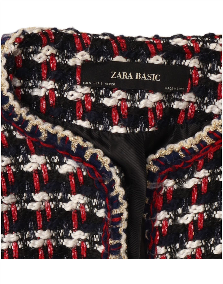 Zara Veste Blazer Coupe Régulière Femme UK 10 Petit Carreau Multicolore