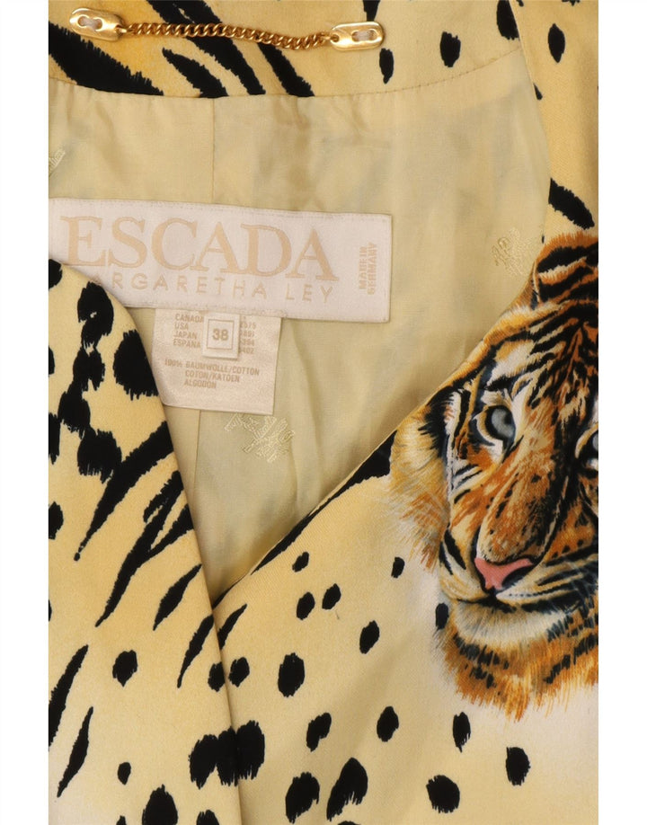 Escada Veste blazer à manches courtes pour femme EU 38 Jaune moyen Designer