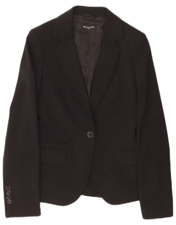 Massimo Dutti Veste Blazer 1 Bouton Femme EU 38 Petite Laine Noire
